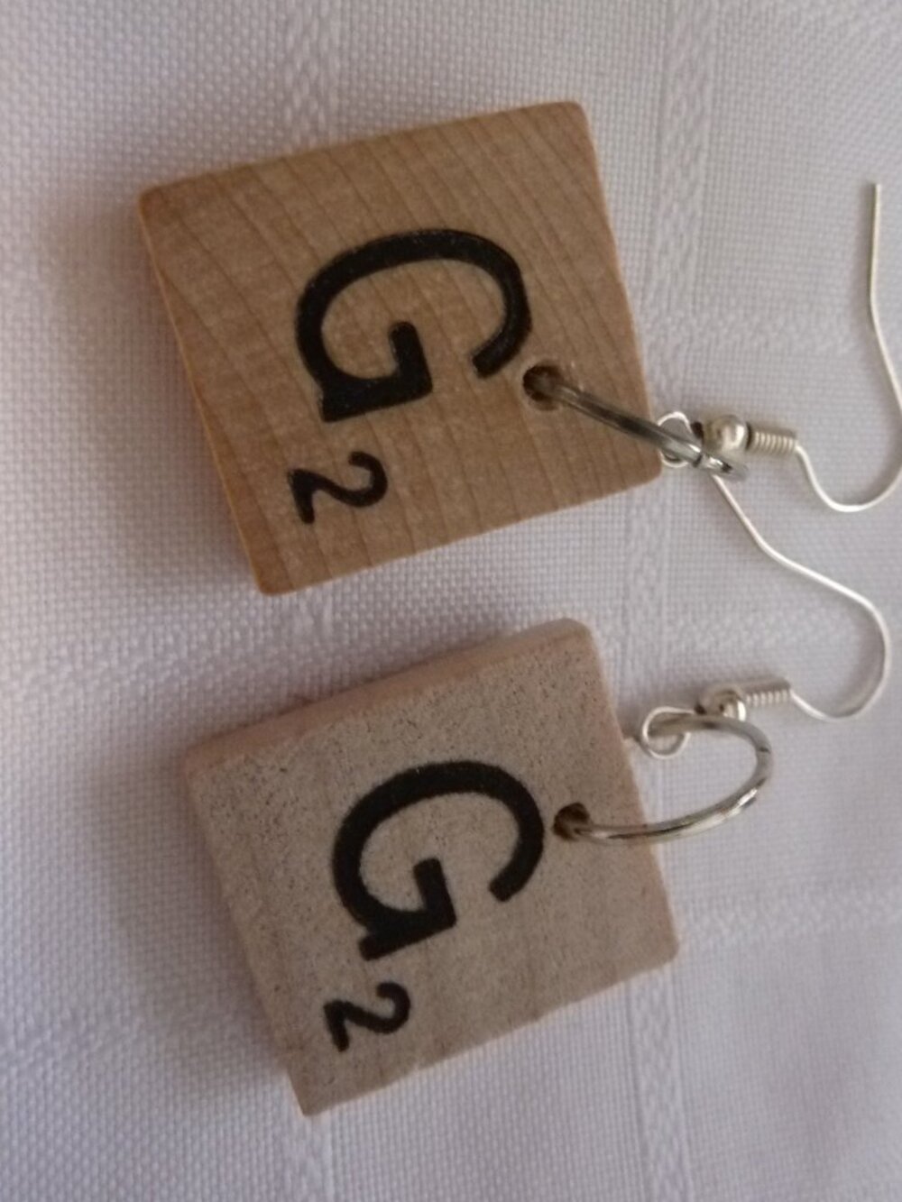 No17 Handmade earrings made from Scrabble tiles